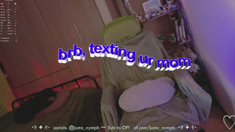 Snapshot of blushing_nymph chatting on May 19, 2026, 1:56 am Im Nym Justa nymph on twitter and IG online show from May 19, 2026, 1:56 am