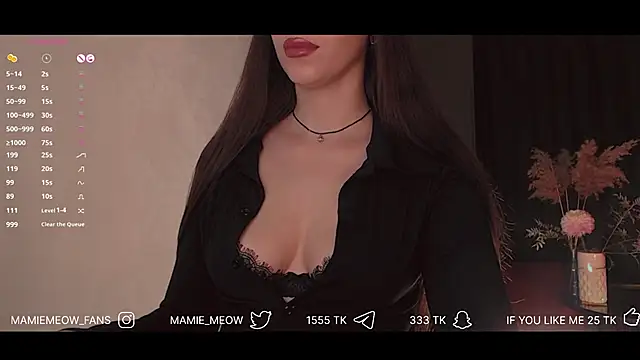 Snapshot of Mamiemeow chatting on February 6, 2025, 11:43 am Mamiemeow online show from February 6, 2025, 11:43 am